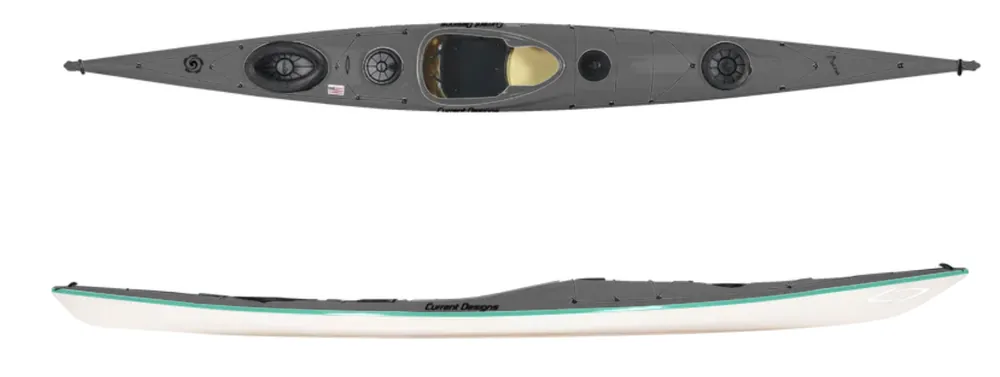 Expressversand Current Designs Prana LV Seekajak mit Flosse – Fiberglas – Blau/Mango/Rauch · Surf und Ski // Surfline