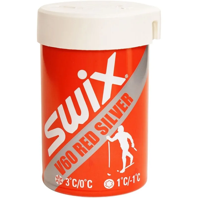 Swix V60 Rot/Silber Hartwachs 0/+3C – 45 g · Surf und Ski // Surfline Zertifiziert