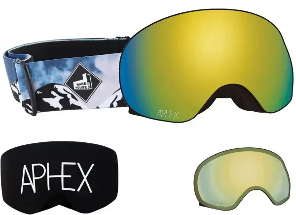 Aphex XPR THE ONE EDITION Magnet Schneebrille mountain strap/revo gold + Zusatzglas yellow Warehouse One Preisknaller