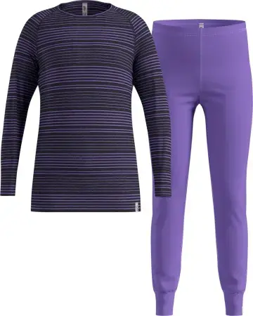 Neue Ware Odlo SET ACTIVE ECO WARM KIDS Longsleeve & Hose afterparty/black Warehouse One