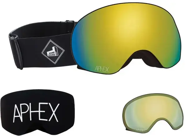 Billig Aphex XPR THE ONE EDITION Magnet Schneebrille black strap/revo gold + Zusatzglas yellow Warehouse One