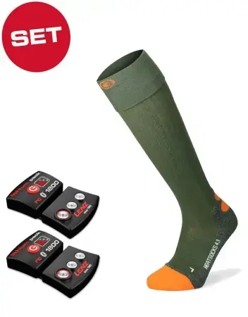 Lenz HEAT 4.1 Socken green/orange inkl. LITHIUM RCB 1800 Pack Warehouse One Nur Heute
