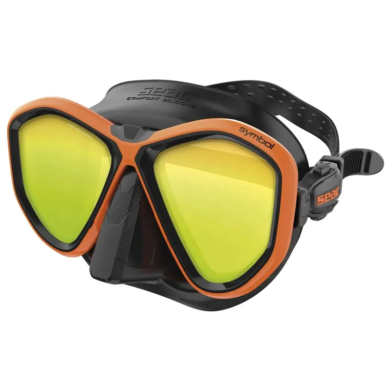 Heißes Angebot Diving Mask Symbol Mirrored Lenses Black-Orange Seac 75-70O-SBL-LS
