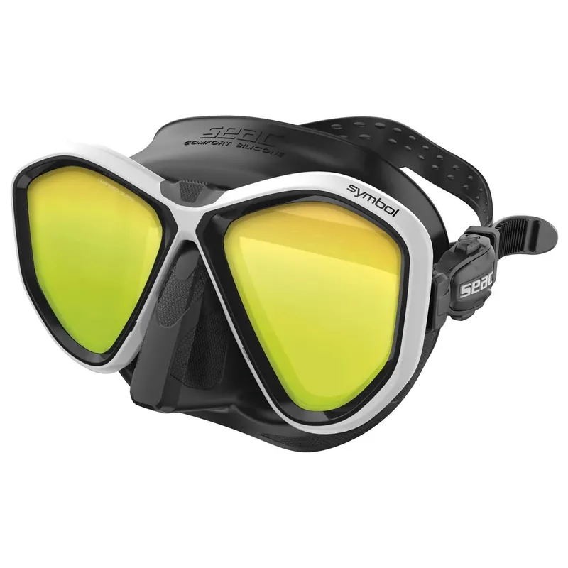 Diving Mask Symbol Black-White Mirrored Lenses Seac 75-70W-SBL-LS Finale Aktion