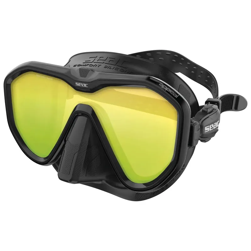 Zertifiziert Diving Mask Appeal Mirrored Lenses Black-Black Seac 75-73N-SBL-LS