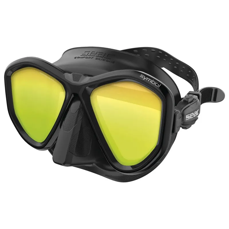 Diving Mask Symbol Mirrored Lenses Black-Black Seac 75-70N-SBL-LS Neu