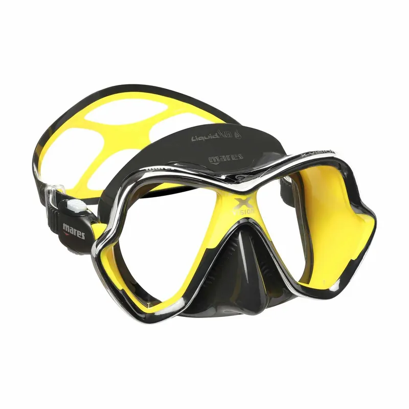 Markenware Diving Mask X-Vision Chrome Liquidskin Black-Yellow Mares 411065CLYLKYLK