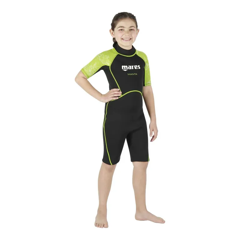 Snorkeling Wetsuit Shorty Manta Kids Black-Lime Size 1 10-11 Years Mares 4124601 Heißes Angebot