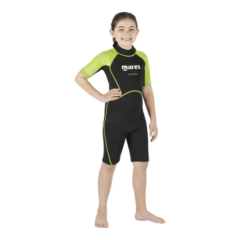 Bestseller Snorkeling Wetsuit Shorty Manta Kids Black-Lime Size 3 8-9 Years Mares 4124603