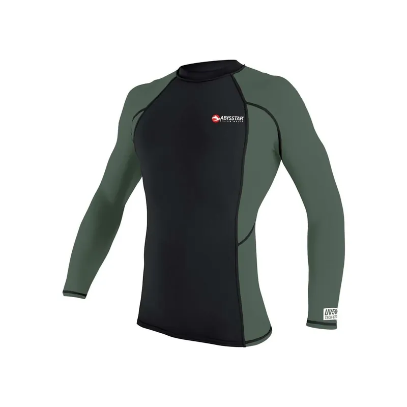 Must-Have Swimming T-Shirt Malibu Lycra Long Sleeve Man Black-Green S Abysstar 64051