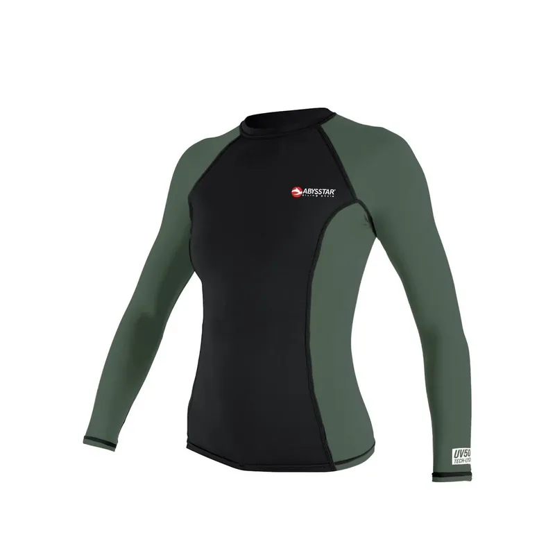 Swimming T-Shirt Malibu Lycra Long Sleeve Woman Black-Green L Abysstar 64063 Highlight