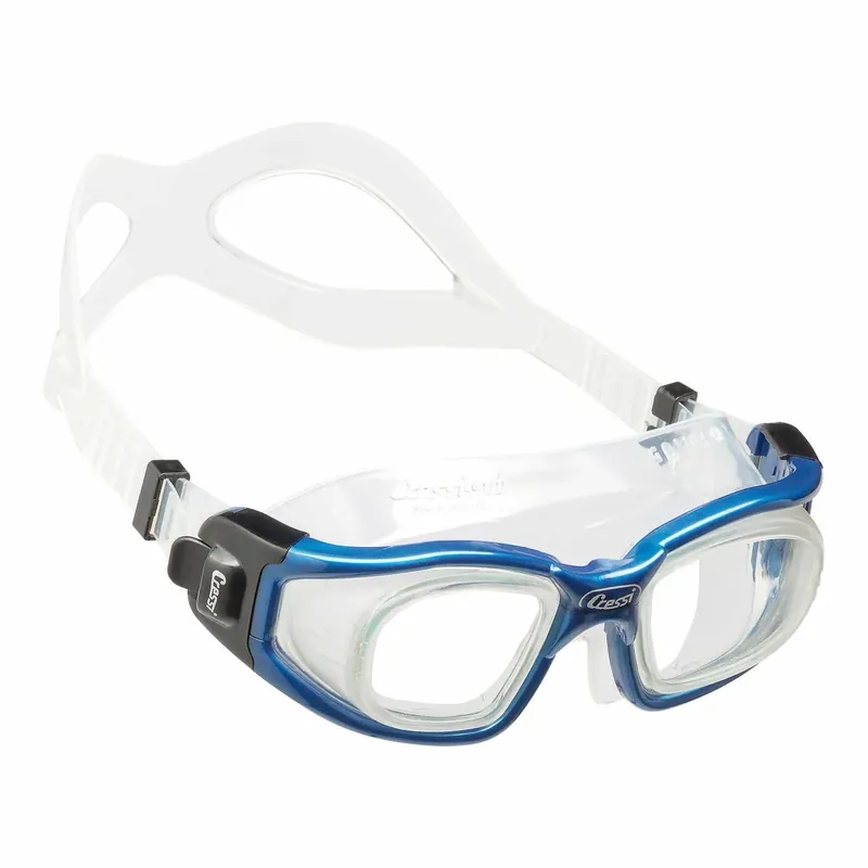 Abverkauf Swimming Mask Galileo Glass Tempered Lenses Transparent-Metallic-Blue Cressi DE205055