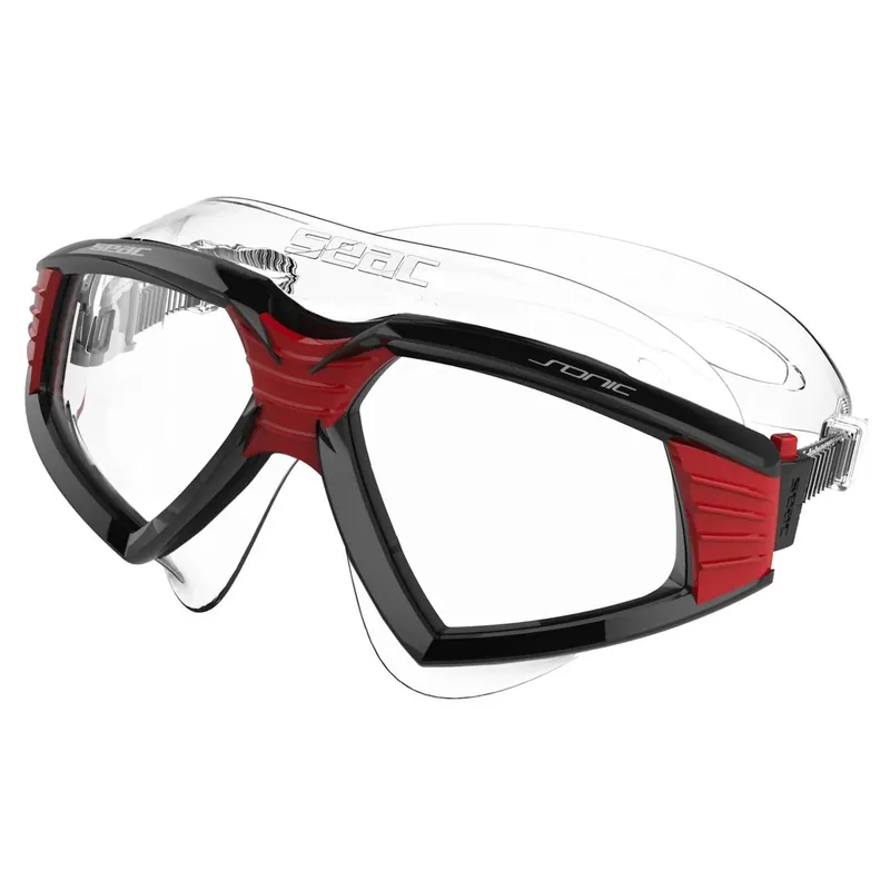 Schneller Versand Swimming Mask Sonic Black-Red Clear Lenses Seac 152-30NR-SKL