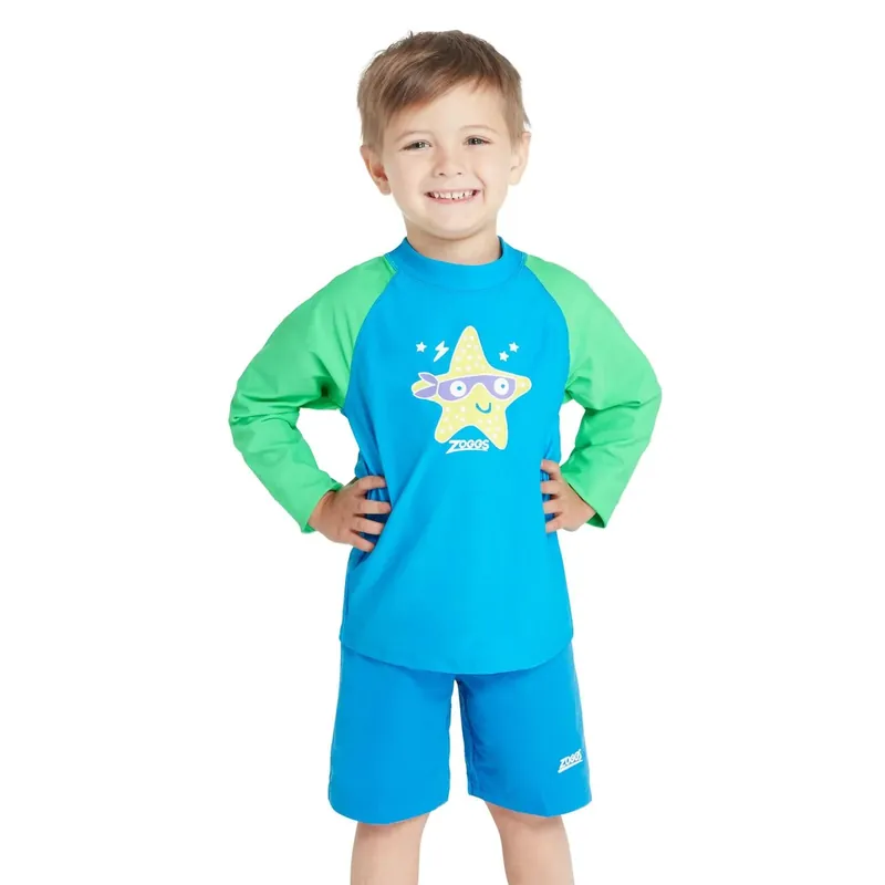 Jetzt Kaufen Swimming Top Long Sleeve Zip Sun Kids Super-Star Print Age 5 Zoggs 465423SPSTYR5