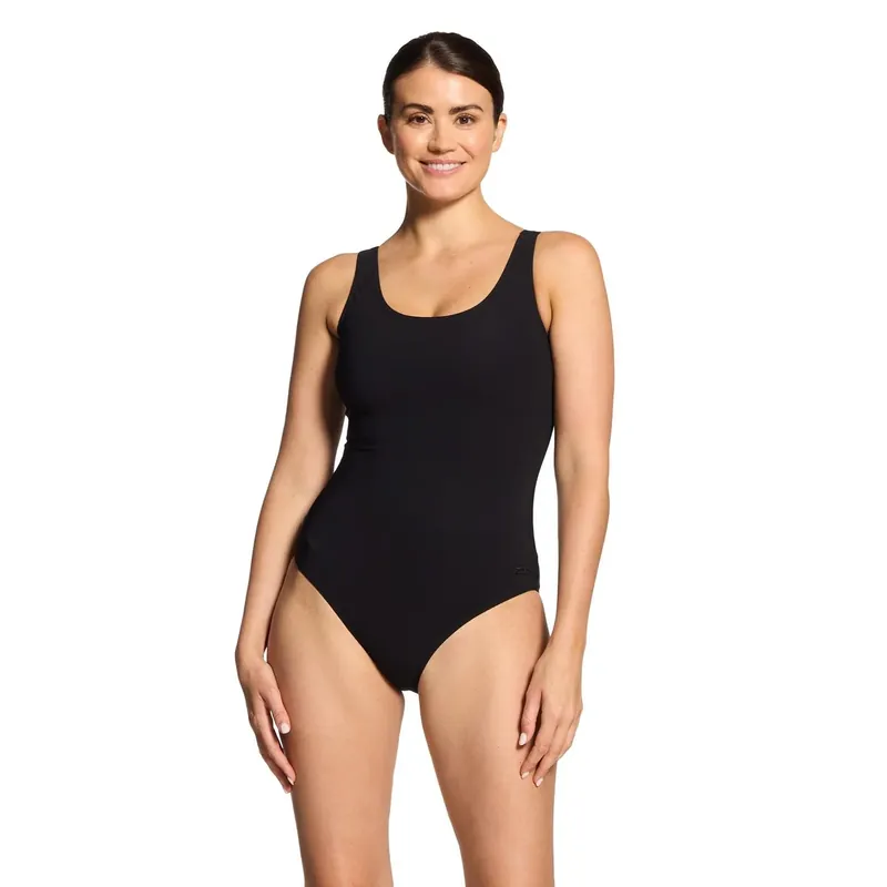 Begrenztes Angebot One Piece Swimsuit Scoopback Silver Lined Black Size 34-S Zoggs 462577BK34