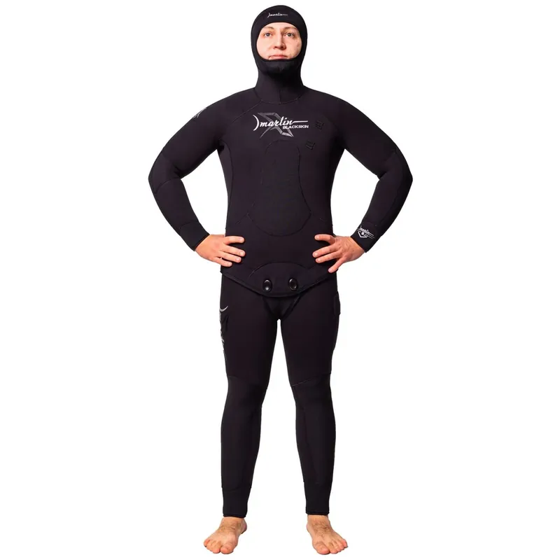 Spearfishing Full Wetsuit Blackskin Man 9mm Black Size XXL Marlin 10976 Beliebt