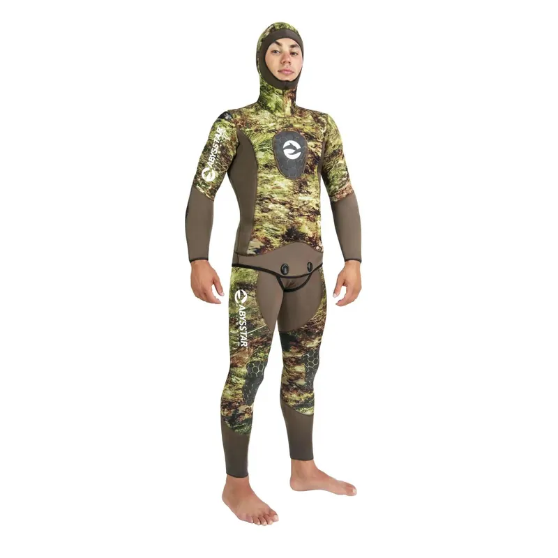 Markenware Spearfishing Full Wetsuit Grouper Evo Nylon Man 5mm Camo-Green L Abysstar 63237