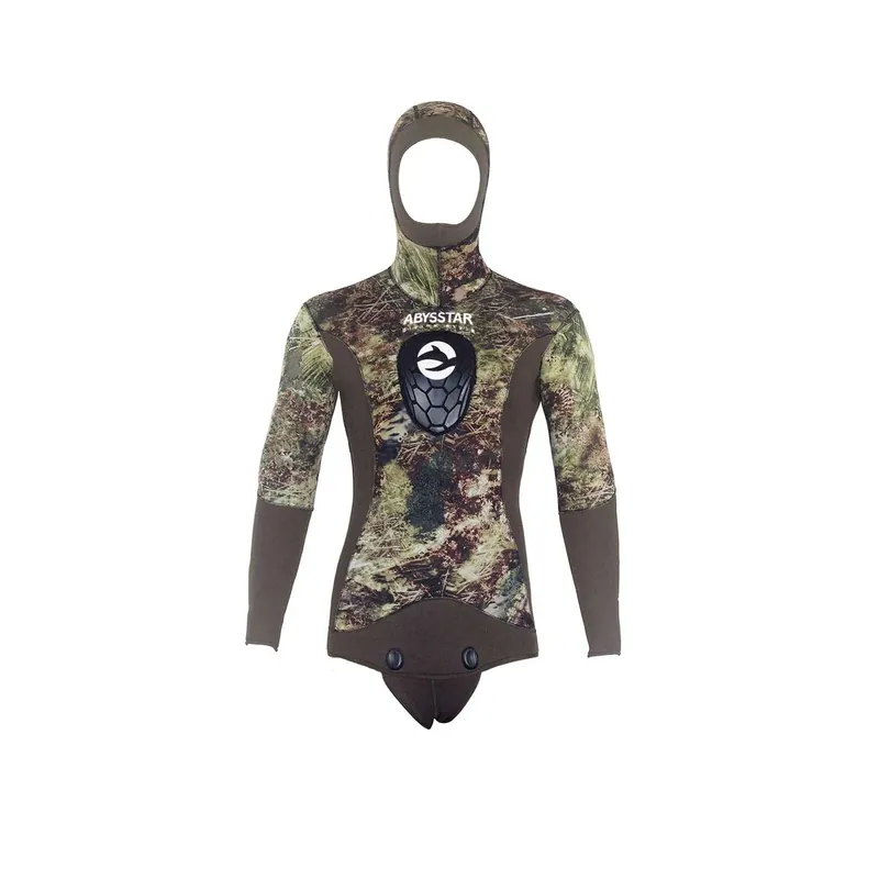 Preisreduziert Spearfishing Wetsuit Jacket Grouper Evo Man 5mm Camo-Green S Abysstar 69400