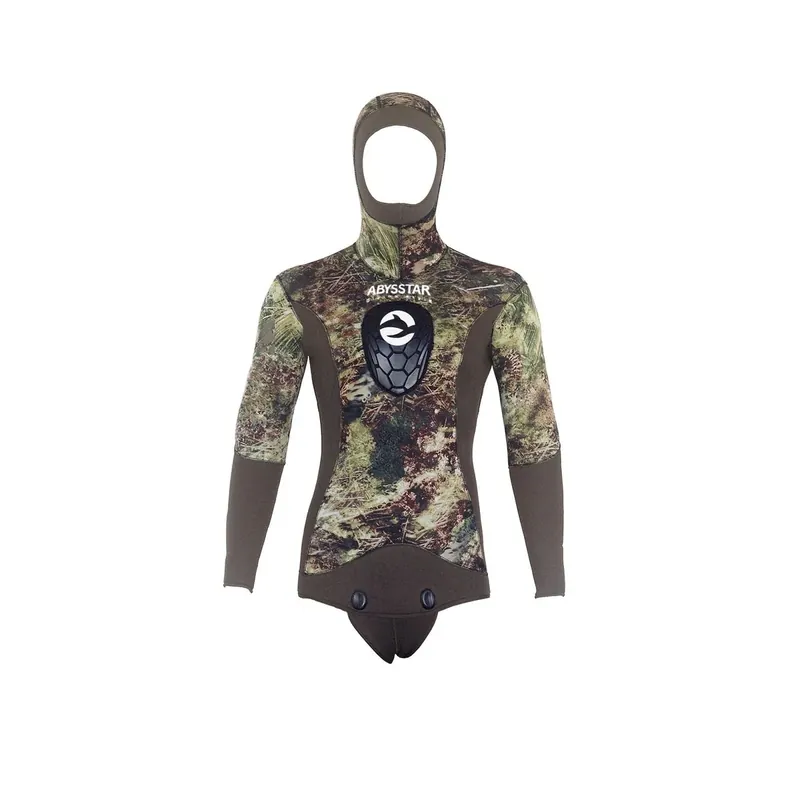 Spearfishing Wetsuit Jacket Grouper Evo Man 5mm Camo-Green XXL Abysstar 69404 Ausverkauf