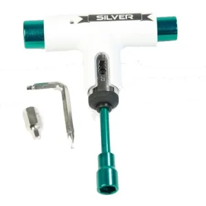 Sonderaktion Silver Skate Longboard Tool Pro White / Green Steel