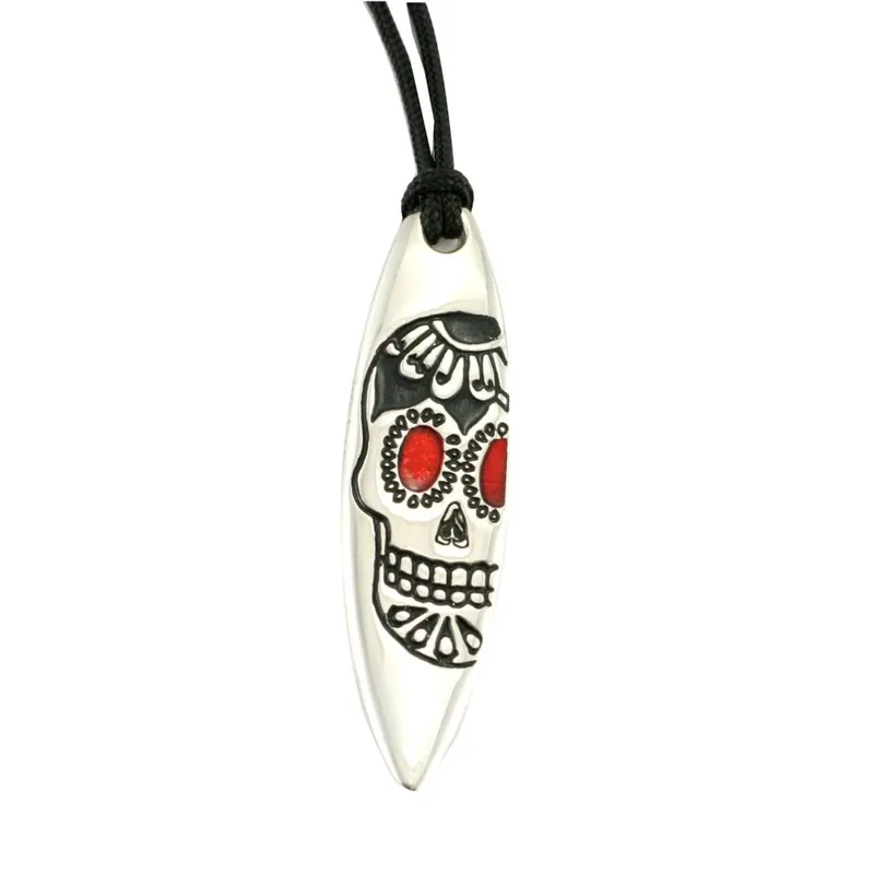 Silver+Surf Silber Schmuck Surfboard mit Totenkopf Neu Im Sortiment