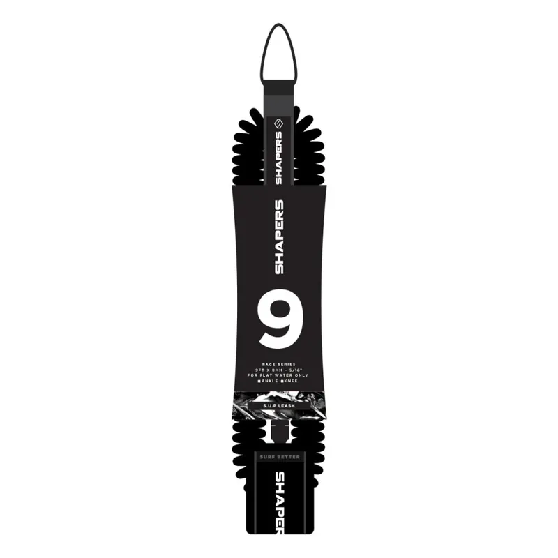 Shapers SUP Spiral Knee Leash 8mm 9‘0" Black Super-Preis