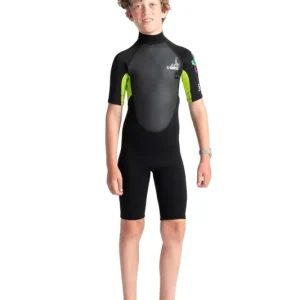 Neue Ware C-Skins Element 3/2 mm Junior Unisex Shorty Neoprenanzug Black Lime JS (5)