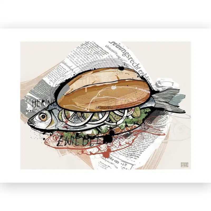 Preisknaller Postkarte Illustration Christoph Kadur Fischbrötchen