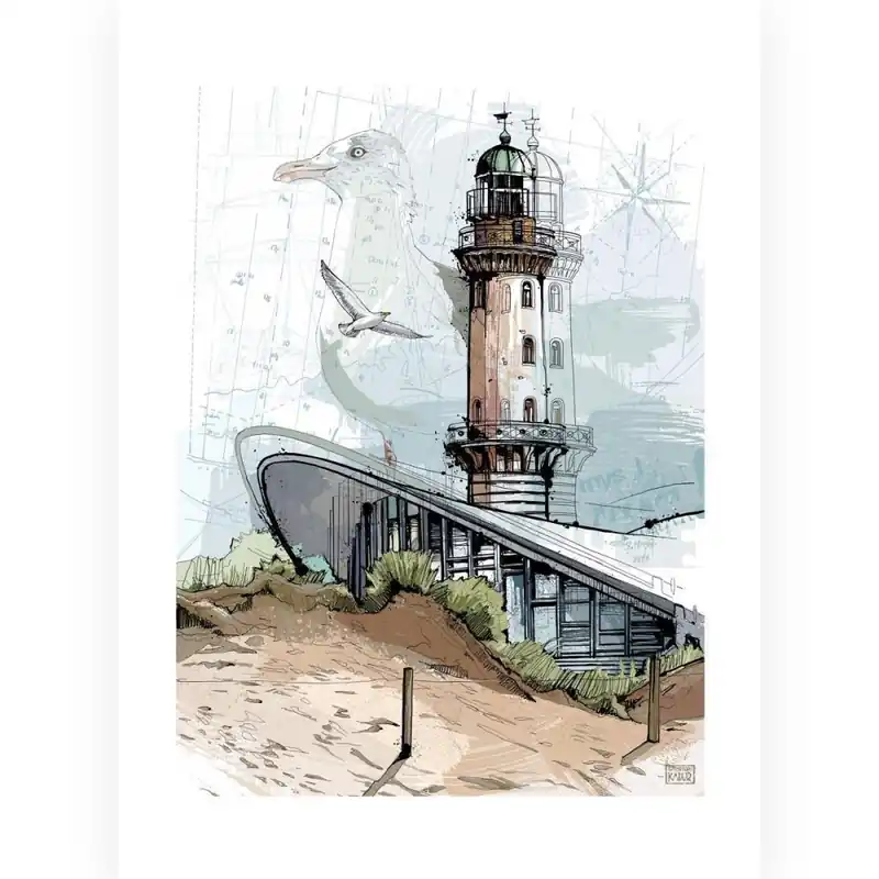 Postkarte Illustration Christoph Kadur Düne Seezeichen Direkt Vom Hersteller