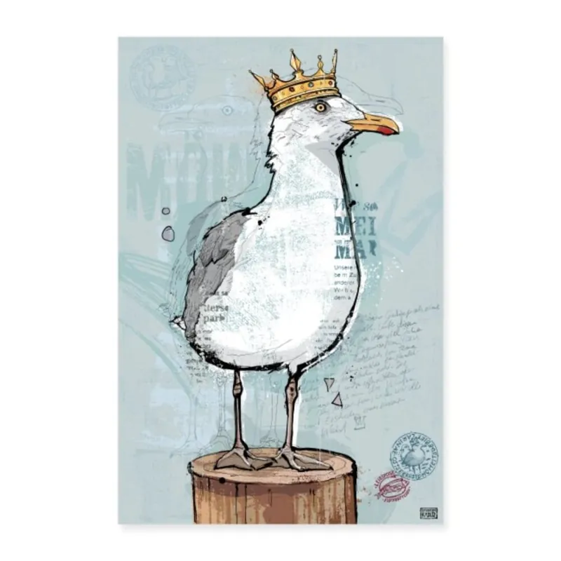Postkarte Illustration Christoph Kadur Möwenkönig/in Nur Für Kurze Zeit