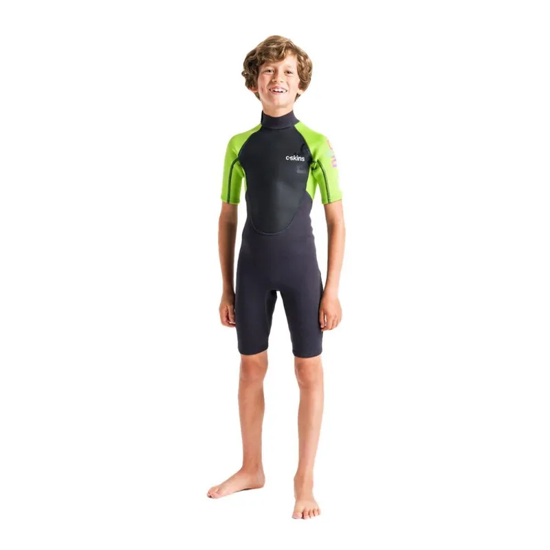 Ausverkauf C-Skins Element 3/2 mm Junior Unisex Shorty Neoprenanzug Anthracite Lime Multi JMS (6)