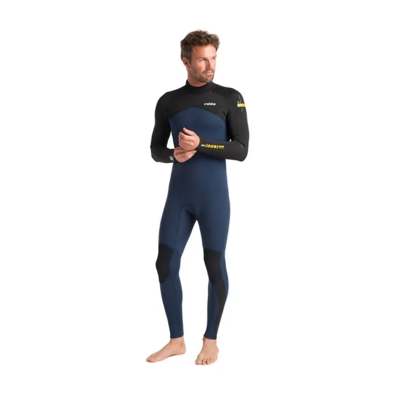 Schnäppchen C-Skins NuWave Legend 4/3 Backzip Neoprenanzug Steamer Bluestone/Black/Saffron M