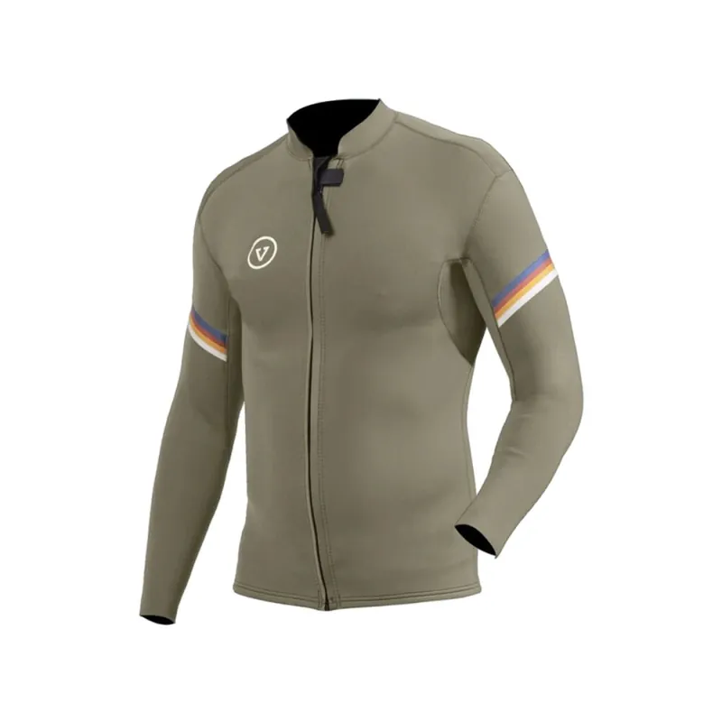 Must-Have Vissla Raditude 2MM Front Zip Jacket Neoprene Jacke Dark Khaki S