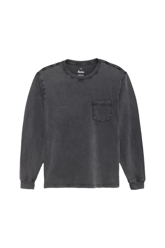 Katin Base Long Sleeve Tee Black Sand Wash L Letzte Chance