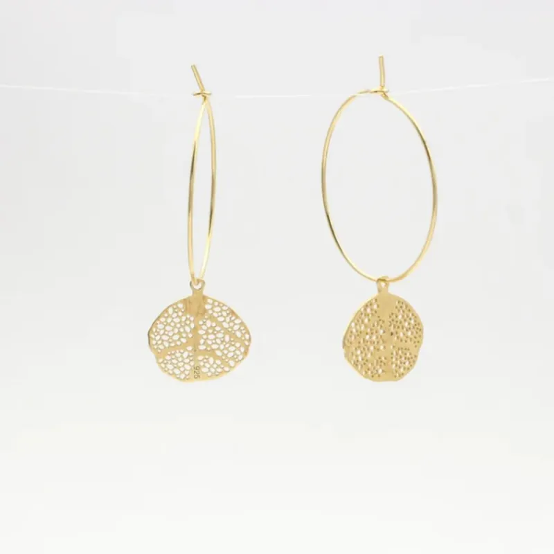 Top-Seller Jewelberry Kreole Small Coral Leaf vergoldet