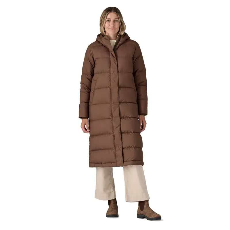 Must-Have Patagonia Womens Silent Down Long Parka Molasses Brown