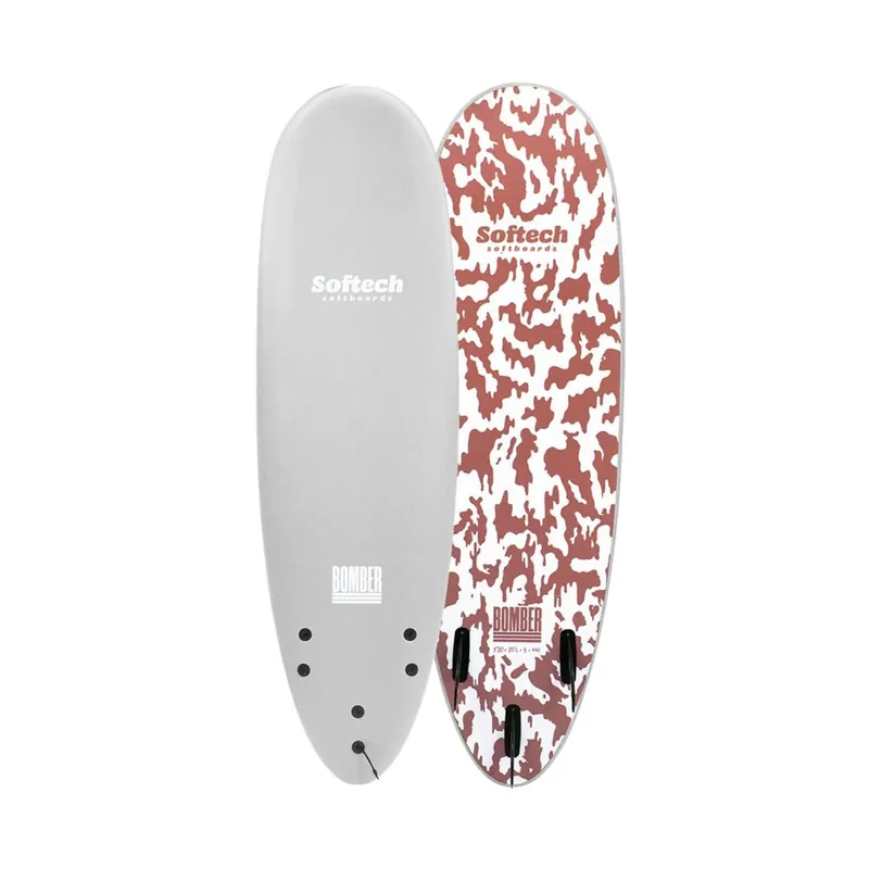 Rabatt Softech Bomber 5‘10" Softboard FCS2 Grey Dusty Red