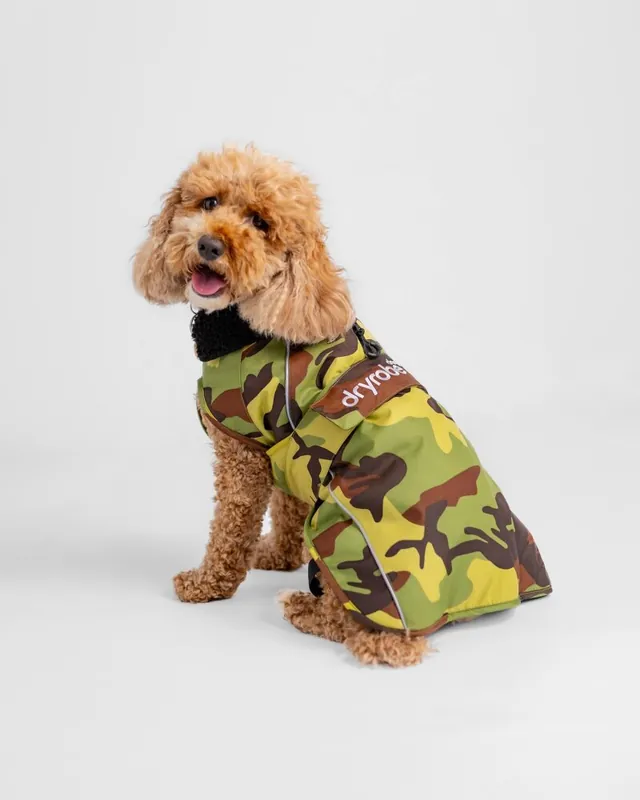 Jetzt Kaufen DRYROBE Dog Coat Hundemantel Grün Camo XXL