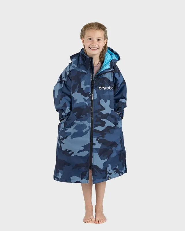 Neu DRYROBE Advance Long Sleeve KIDS Camo Blau 10-13