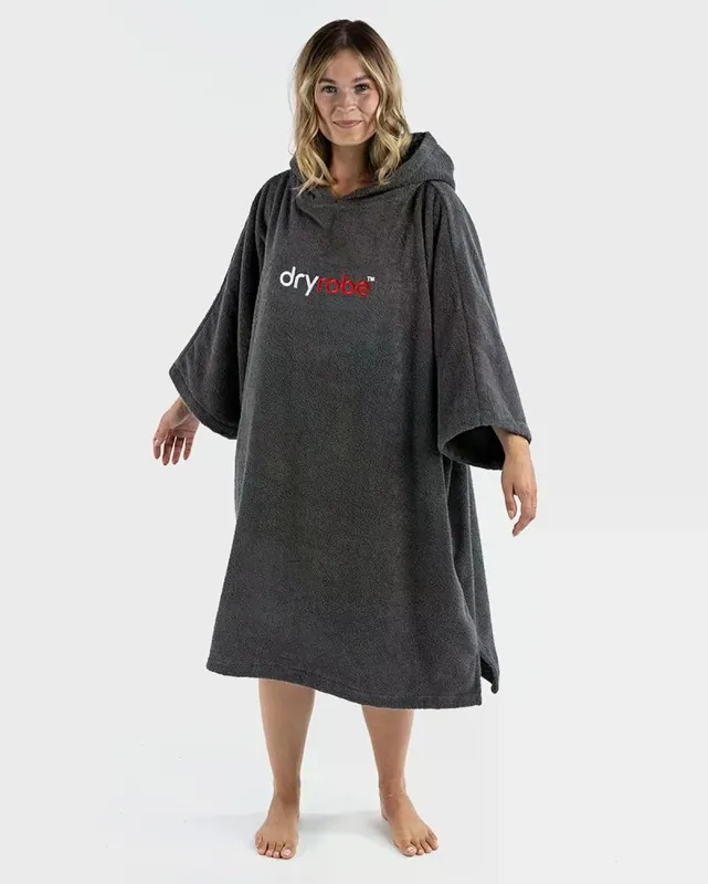 Abverkauf DRYROBE Handtuchmantel Bio-Baumwolle Grau S