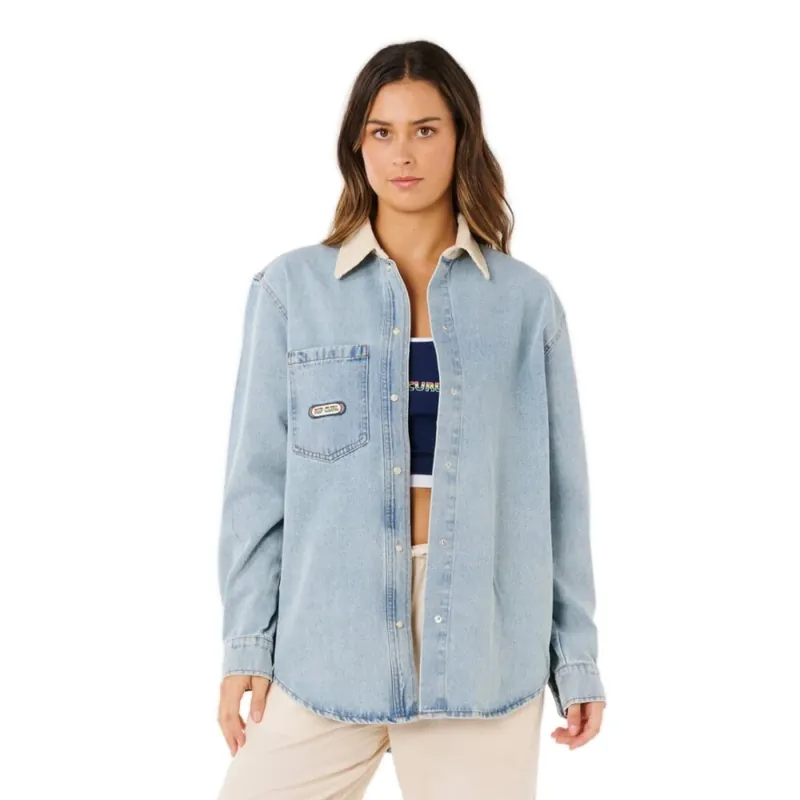 Garantierte Lieferung Rip Curl Surf Side Relaxed Denim Shirt Washed Blue