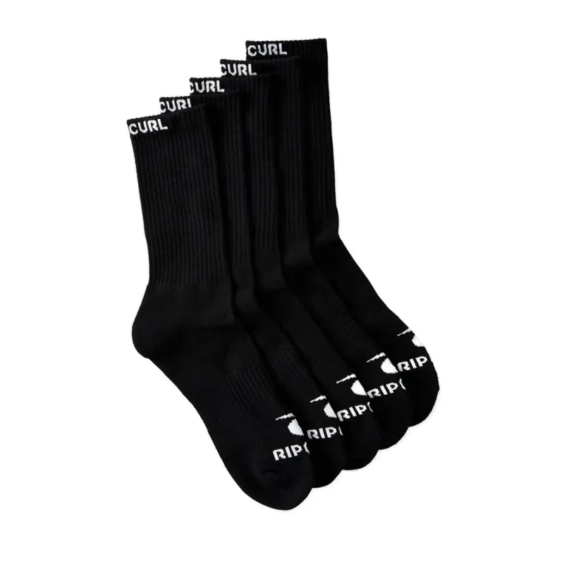 Rip Curl Brand Crew Socks 5 Pack Black Neue Kollektion
