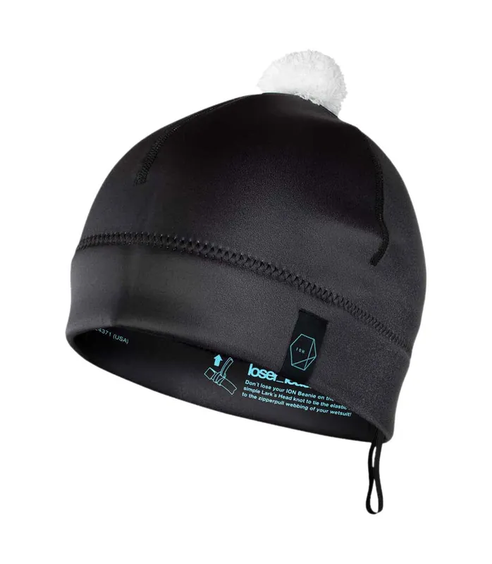 Zertifiziert ION Neo Bommel Schwarz Neopren Beanie