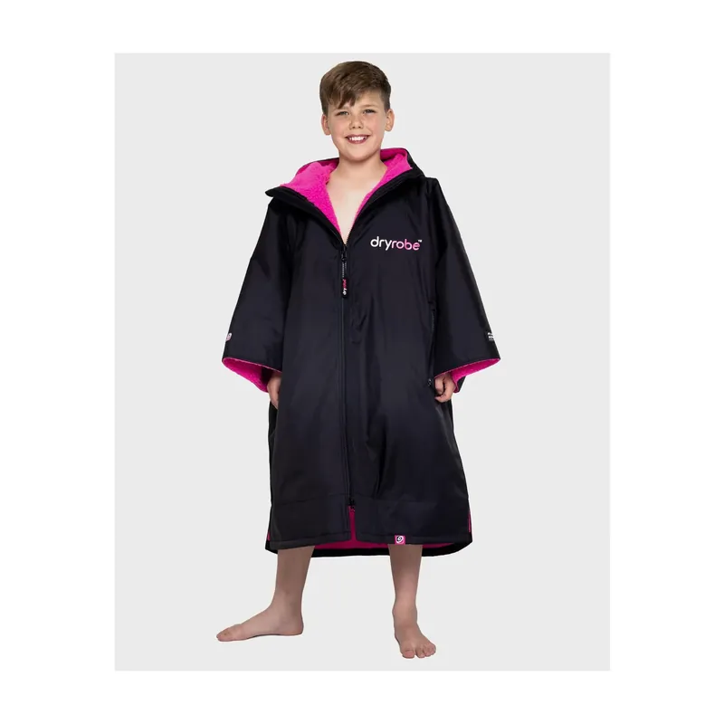 Dryrobe Advance Short Sleeve Kids Black pink - Wind Lounge Bestseller