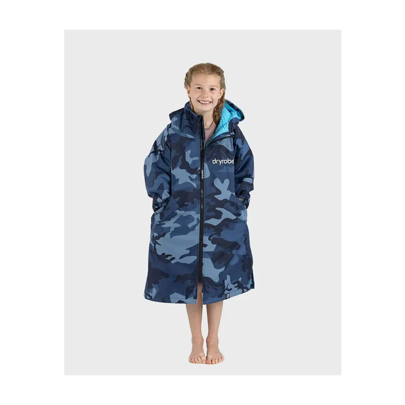 Dryrobe Advance Long Sleeve Kids Camo blau - Wind Lounge Versand Am Gleichen Tag