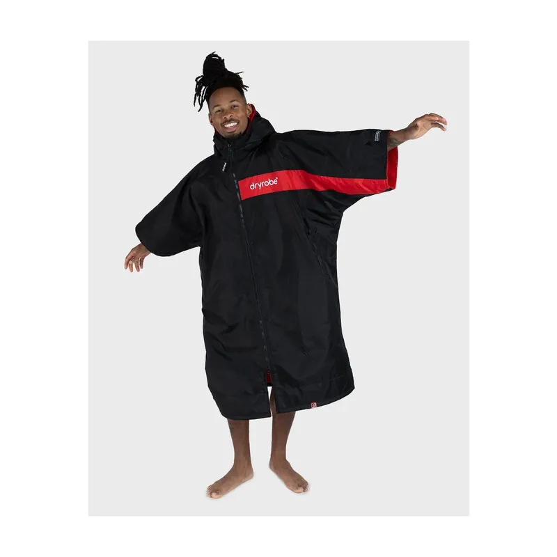 Dryrobe Advance Short Sleeve Umkleidemantel Black red - Wind Lounge Billig