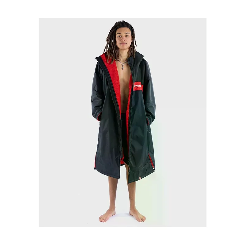 Direktkauf Dryrobe Advance Long Sleeve Umkleidemantel Schwarz rot - Wind Lounge
