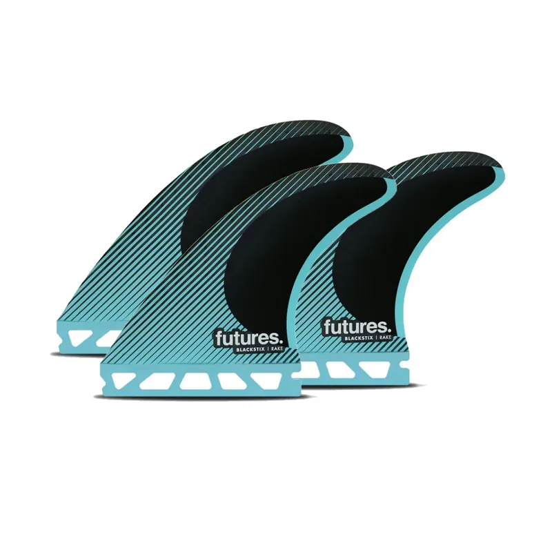 FUTURES Thruster Fin Set R4 Blackstix Rake S Turquoise 8.3 Nur Heute