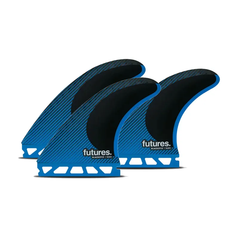 Angebot FUTURES Thruster Fin Set R6 Blackstix Rake M Blue Black 8.9