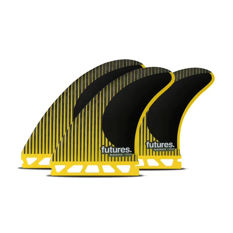 Highlight FUTURES Thruster Fin Set P8 Blackstix Pivot L Yellow Black 7.9